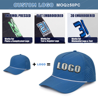 Casquette de golf en nylon 5 panneaux personnalisable avec logo, respirante, maille perforée découpée au laser, détails en corde, séchage rapide, unisexe