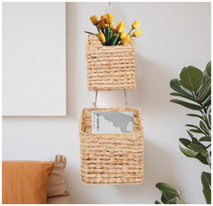 Hanging <b>Wall</b> Water Hyacinth <b>Storage</b> <b>Basket</b> Handmade <b>Storage</b> <b>Basket</b> - Product Image 2