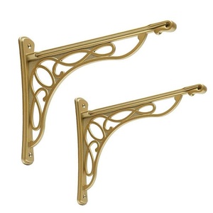 Designer Brass <b>Shelf</b> <b>Brackets</b> <b>Black</b> Mett Lattice Design Durable Metal Support For Indoor Use Connectors <b>Shelf</b> Supports - Product Image 4