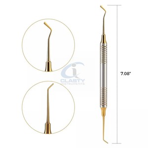 Ensemble de 6 instruments de restauration dentaire en résine composite, outils manuels plaqués titane doré - Product Image 4