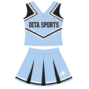 Ensemble deux pièces d'uniforme de cheerleading bleu clair personnalisé par le fabricant, tenue de performance athlétique avec jupe plissée - Product Image 1