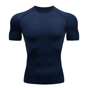 Wholesale 100% Polyester Men's Compression Gym T-Shirts Casual Sports Running Sportswear with Muscle Design Knitted Fabric - Product Image 4