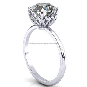 Calista Fine Jewelry's Majestic Classic Gold K10 Anillo de compromiso Moissanite Center Stone Rodio de alta calidad para bodas - Product Image 4