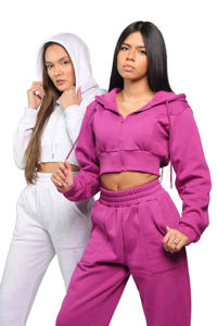 Conjunto Deportivo de Dos Piezas para Mujer, Sudadera Corta con Cierre y Pantalones Jogger, Estilo Casual, 100% Algodón - Product Image 2