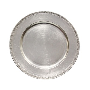 Assiettes de présentation rondes de 13 pouces en acier inoxydable argenté, écologiques, modernes, pour mariage, avec strass, décoratives de luxe - Product Image 1