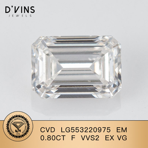 เพชรแล็บสร้างขึ้นทรงมรกต D'vins Jewels ขายส่ง น้ำหนัก 0.8 กะรัต สี F ความสะอาด VVS2 เพชร CVD แบบหลวมสำหรับทำเครื่องประดับ - Product Image 2