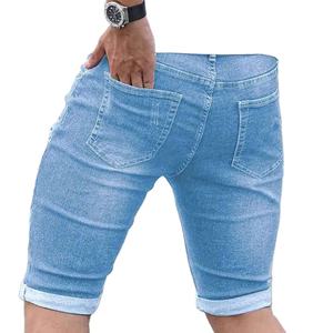 Shorts de Mezclilla Sólidos para Hombre, Estilo Urbano, Lavado Desgastado, Transpirables, de Secado Rápido, Cintura Elástica, Marca Personalizada 2026 - Product Image 6