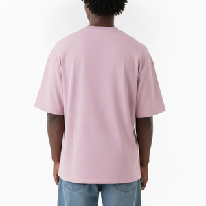 T-shirt rose surdimensionné pour homme, manches courtes, col rond, décontracté, en coton, avec logo flamme imprimé sur le devant - Product Image 2