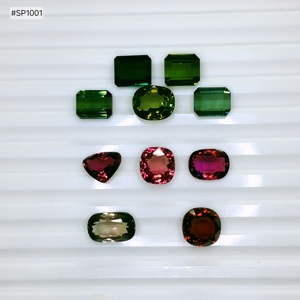 Juego de 10 turmalinas multicolor de 41.35 ct, grado 3A, formas mixtas, gemas sueltas en tonos verde, rosa, marrón y naranja para la elaboración de conjuntos de joyería. - Product Image 1