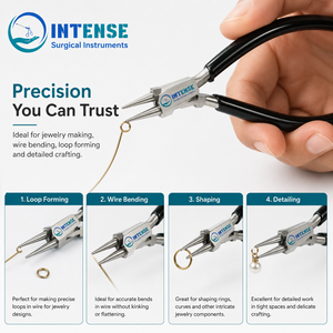 Pince à bec rond professionnelle en acier inoxydable pour la fabrication de bijoux, pliage de fil et formage de boucles, avec poignée confortable - Product Image 3