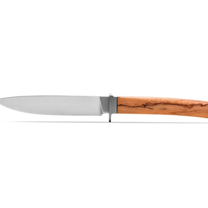Cuchillos de Caza con Mango de Madera Natural Color Marrón Claro, Hoja Fija Plateada y Funda de Cuero Marrón para Camping, Senderismo y Uso en el Campo - Product Image 2