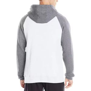 Sweat-shirt à capuche pour homme, blanc et gris, manches raglan, en coton molletonné, coupe décontractée, tricoté, pour l'automne - Product Image 6