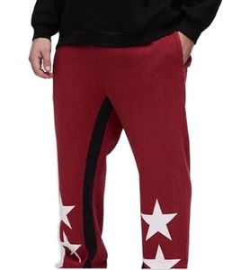 Pantalones de chándal holgados de forro polar lisos para hombre con cordón, transpirables y acampanados - Product Image 1