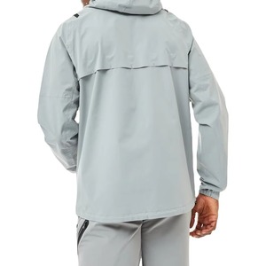 <b>Men</b> Lightweight Waterproof Hooded Sport <b>Jacket</b> With Shorts Set Full Sleeve Zipper Solid Gray <b>Summer</b> Outdoor Wear - Product Image 3