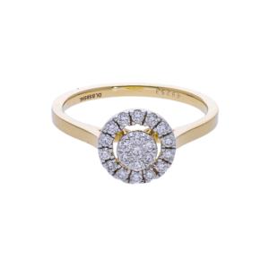 Anillo de Compromiso con Halo de Diamantes Naturales Chapado en Oro Amarillo de 14K con Diamantes Rellenos, Elegante Anillo de Joyería Nupcial Clásico con Diseño de Racimo - Product Image 1