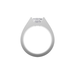 Aarinya Sovereign Horizon Men's Lab-Grown Diamond 925 <b>Silver</b> Plated <b>Emerald</b>-Cut Half-Bezel Band Engagement <b>Ring</b> - Product Image 3