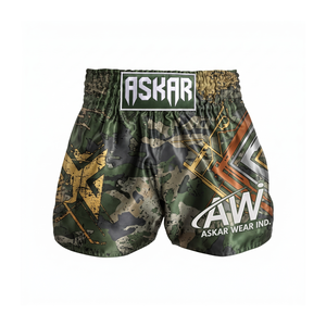 Shorts de Muay Thai et de Kickboxing Personnalisés en Gros avec Logo Imprimé par Transfert Thermique sur Spandex 140g, Séchage Rapide, Respirant et Léger - Product Image 1