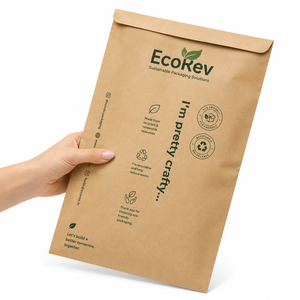 EcoRev Recyclable Luxury Kraft Paper Mailer <b>Bag</b> Standard Flat Biodegradable Self Adhesive Seal Plant Based <b>Compostable</b> Earth - Product Image 2
