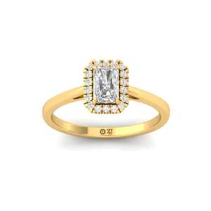 Bague solitaire en diamant de laboratoire taille radiant et taille ronde, plaqué or 10 carats, de luxe, pour mariage et anniversaire féminin - Product Image 1