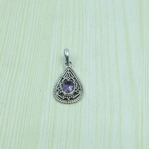 Colgante de Plata de Ley 925 con Amatista en Forma de Lágrima, Hecho a Mano, Filigrana Vintage, Joyería con Gema Púrpura, Regalo de Navidad para Mujer - Product Image 6