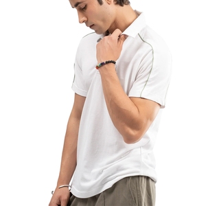 Polo Blanco Personalizado para Hombre con Ribete en Contraste, Manga Corta, Algodón Piqué, Polo de Golf, Fabricante al por Mayor - Product Image 2