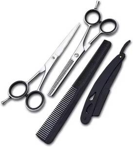 Ensemble de ciseaux de coiffure professionnels avec lames en acier inoxydable tranchantes, peigne pour droitiers dans un étui noir - Product Image 2