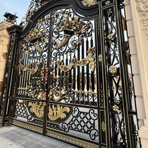 Portail battant décoratif en fer forgé sur mesure, portail métallique moderne pour villa de luxe, appartement, école, hall, entrée de jardin, extérieur - Product Image 1
