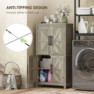 Mobiletto da Bagno Autoportante Grigio Chiaro 60x30x110 cm Stile Rustico con Tre Ripiani per Organizzare il Tuo Spazio - Product Image 6