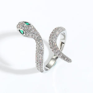 Luxury <b>Snake</b> Cocktail <b>Ring</b> Rose Gold Filled Pave Diamond Round Brilliant Cut Animal Shape Unisex Party Jewelry - Product Image 2