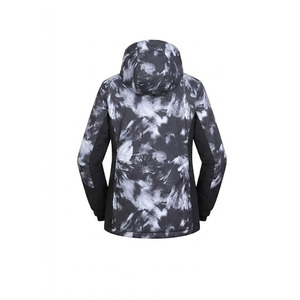 Combinaison de ski unisexe pour femme, légère, imperméable 10 000 mm, imprimée, à capuche, avec fermeture éclair, rembourrée en coton PP, noire, polyester/nylon, adulte - Product Image 5