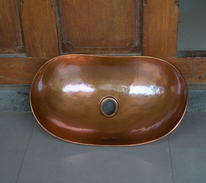 Lavabo de salle de bain en cuivre fait main, vasque ovale en cuivre, lavabo de luxe artisanal pour salle de bain - Product Image 5