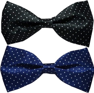 Nœuds Papillon Unisexe Tendance en Soie et Polyester, Couleur Unie, Ajustables, Faits Main, Personnalisables pour Smoking, Mariage, Fête – Noir et Blanc - Product Image 4