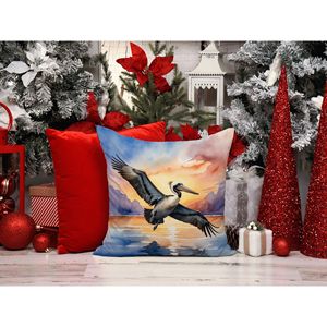 Pelican Fyling at Sunrise Coussin décoratif lavable en machine pour l'intérieur et l'extérieur 14H x 14W pour la décoration du canapé, du lit et du patio - Product Image 6