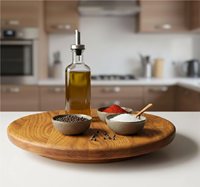 100% Kayu Alami Lazy Susan Tempat Sajian Kue Keju Rak Bumbu Putar Desain Klasik Ramah Lingkungan