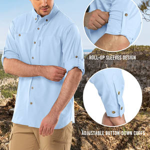 Chemises de randonnée et de pêche à séchage rapide pour hommes, manches longues, multi-poches, chemises boutonnées pour hommes, vêtements de plein air, chemise de randonnée pour hommes - Product Image 5