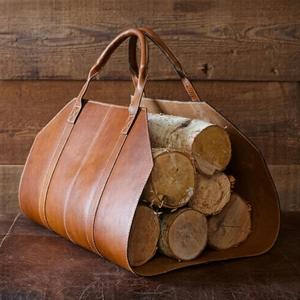 Sac de transport pour bois de chauffage en cuir véritable et bois, robuste, fait main, portable, pour foyer extérieur, LWC-0070 - Product Image 5