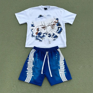 Camiseta Corta Extra Grande con Estampado Personalizado, Estilo Vintage, para Hombre, Camiseta de Algodón Cuadrada, Conjuntos Cortos para Hombre - Product Image 3