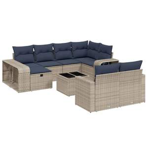 Juego de sofás de patio de ratán sintético gris de 11 piezas con cojines, muebles duraderos para exteriores - Product Image 2