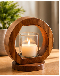 Support de bougie en bois, vase de table, pot décoratif, décoration moderne de style ferme pour l'inauguration de la maison - Product Image 1