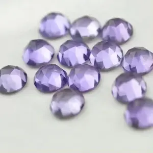 以工厂成本购买巴西紫水晶松散宝石4毫米玫瑰切割圆形平背凸圆形半宝石什锦愈合宝石