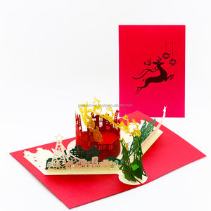 Carte de vœux pop-up de Noël faite à la main cadeau en papier imprimé UV pour les êtres chers - Product Image 1