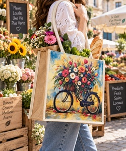 Sac de courses extra-large en coton naturel avec poignées renforcées et soufflet de fond - Product Image 3
