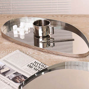 Modern Stainless Steel <b>Mirror</b> Finish Serving <b>Tray</b> Decorative Oval Metal <b>Tray</b> for Coffee Table Dining and Display - Product Image 1