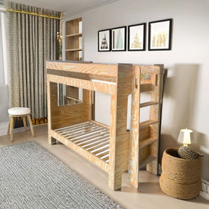 Cama litera convertible para niños con construcción de madera contrachapada de pino americano, diseño informal - Product Image 6
