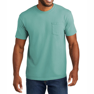 Camiseta de Manga Corta para Hombre, Color Sólido, con Bolsillo en el Pecho, Corte Regular, Cuello Redondo, Estilo Casual, 100% Algodón Jersey - Product Image 6