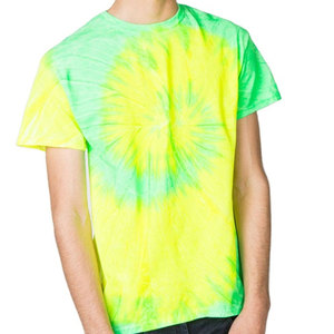 Camiseta de Manga Corta para Hombre, Cuello Redondo, Corte Regular, Algodón, Estilo Casual, Patrón Verde y Amarillo, Tejido de Punto - Product Image 1