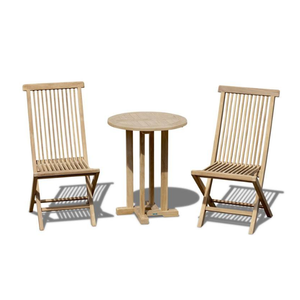 Best Quality Patio Sets Teak Wood <b>Folding</b> Chair with Round <b>Table</b> For Balcony Patio Garden and Terrace Furniture - Product Image 2
