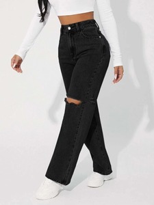 Nouveau Jean Tube Femme Tendance Automne Coupe Droite Décontractée en Denim - Product Image 6