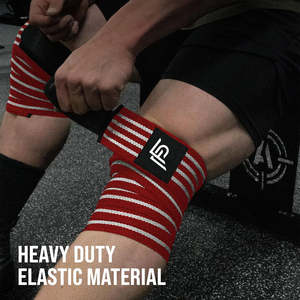 Long Adjustable <b>Knee</b> Wraps Red White Neoprene with Anti-Slip Design Maximum Compression & Breathable Fabric - Product Image 4