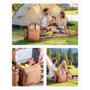 Zaino da Spiaggia e Picnic alla Moda per 4 Persone con Scomparto Termico, Portabottiglie/Stivaletto Vino Staccabile e Luce Integrata - Product Image 3